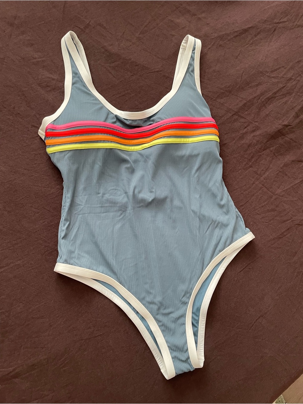 Women’s Rip Curl Retro One-Piece Swimsuit with Rainbow Stripes